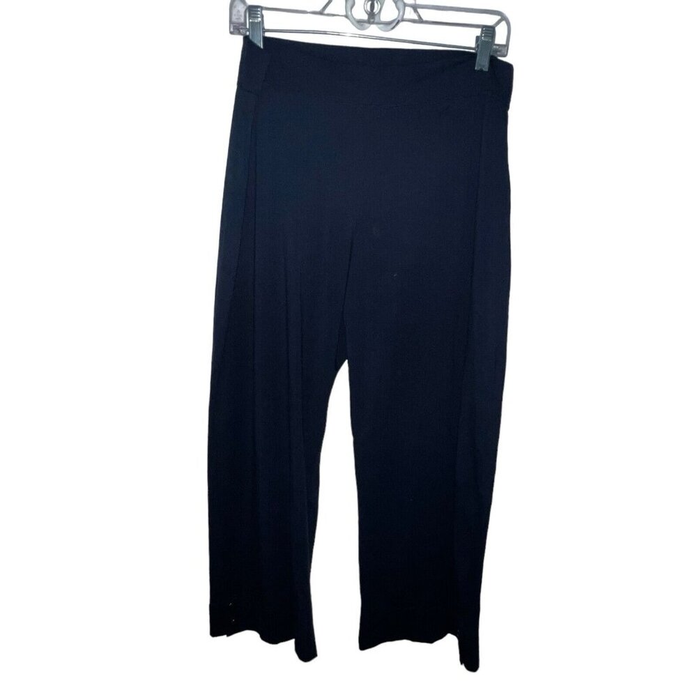 CAbi Navy Blue Cropped Wide-Leg Pull on Pants